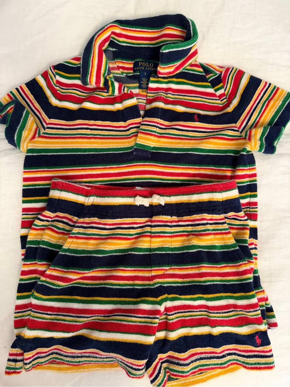 Polo by Ralph Lauren Kids Navy Multi-Stripe Terry Short Set